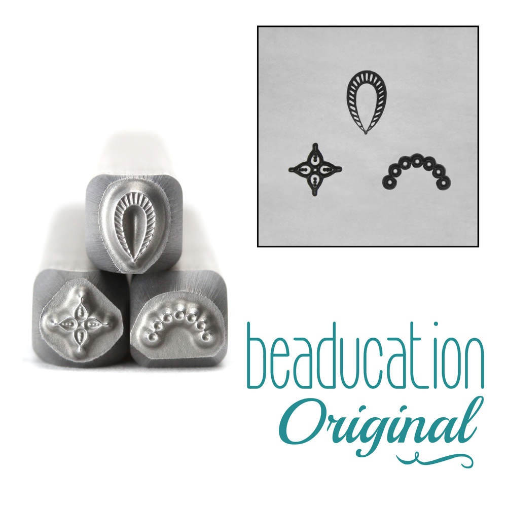 Metal Stamping Tools Tiny Mandala Elements Set Metal Design Stamps, 4.5mm, 4mm, and 3.5mm - Beaducation Original